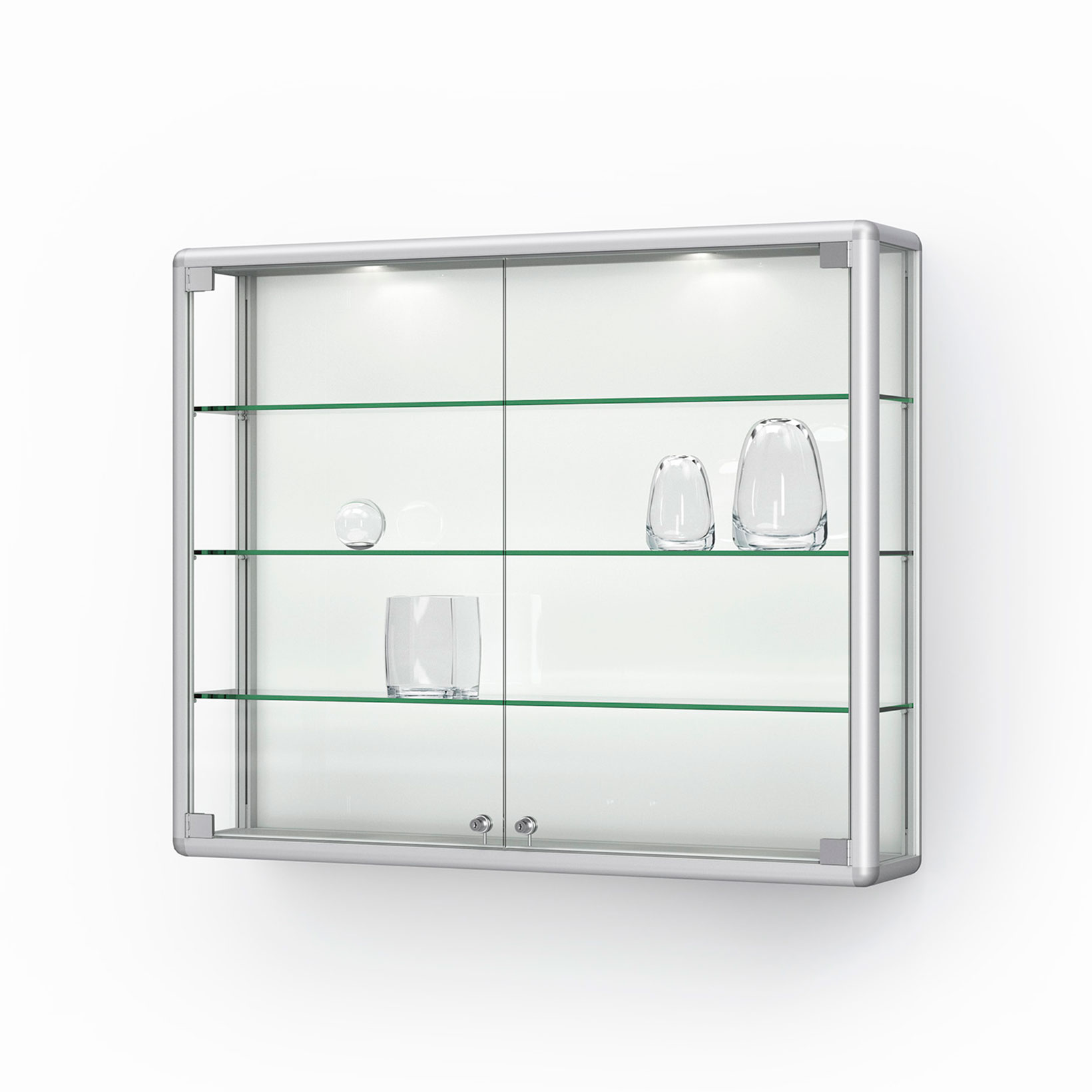 Wandvitrine, Glasvitrine, Schrankglas, LED-Beleuchtung, Schiebetüren